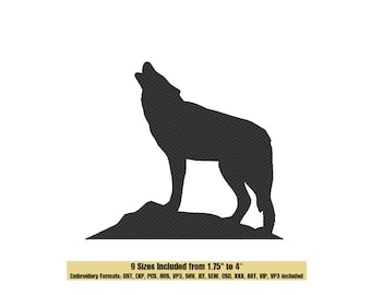 Wolf Silhouette Embroidery Design