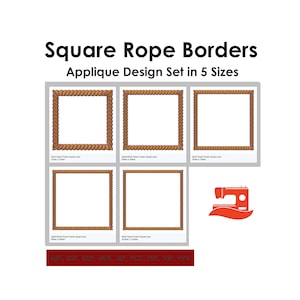 Square Rope Border - Applique Border Frame - 5 Sizes - Instant Download