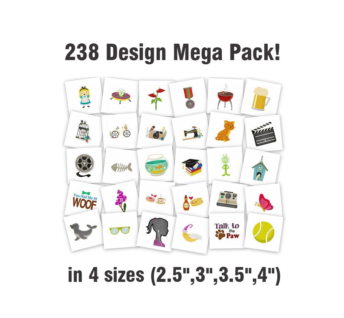 Design Pack 238 Embroidery Designs in DST Format Etsy