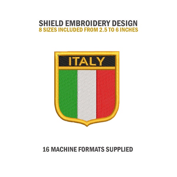 Italy Shield Embroidery Design Download