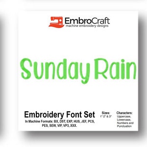 Sunday Rain Embroidered Font Set