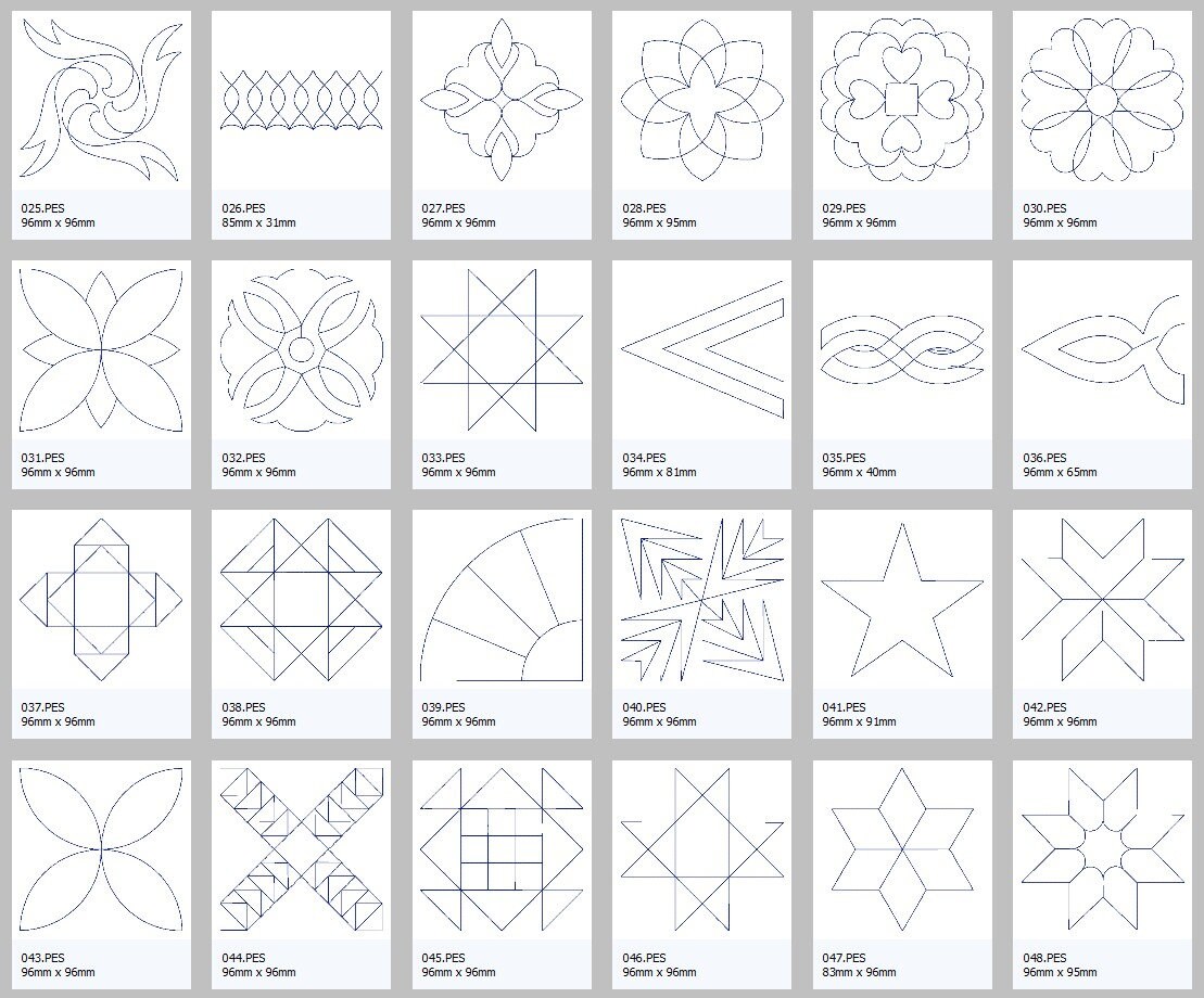 100 Floral Quilt Block Designs - 4 Inch Machine Embroidery Designs ...