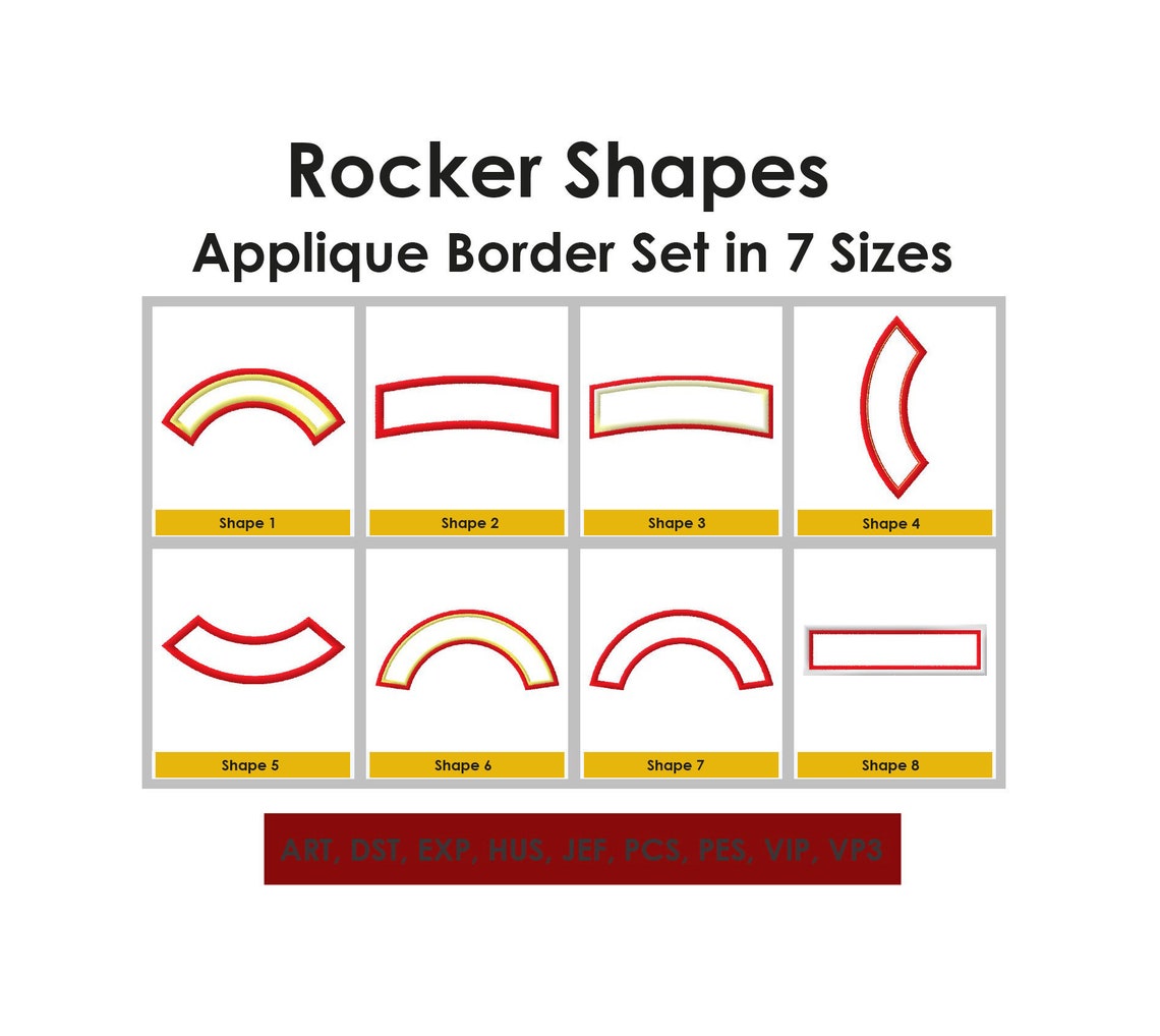 Rocker Shapes Applique Border Frame 8 Design Set in 7 Sizes Etsy