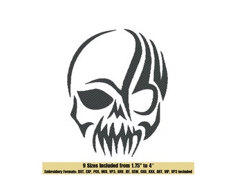 Tribal Skull Embroidery Design