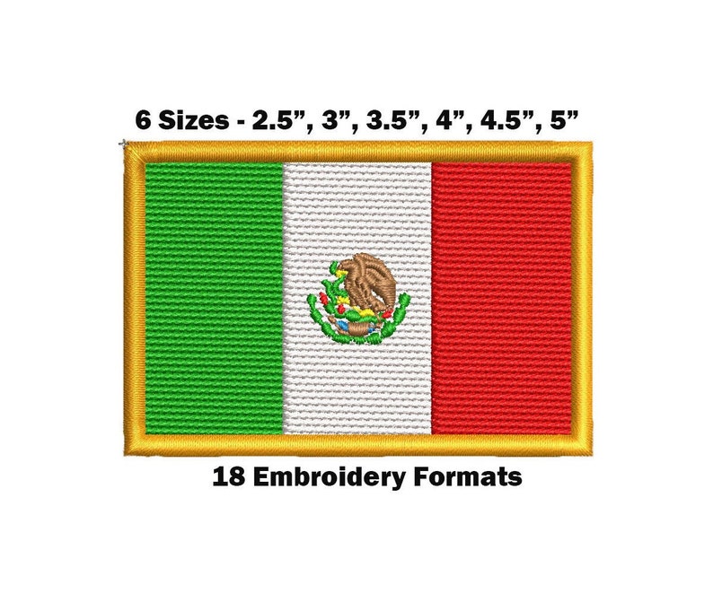 Mexico embroidered flag design in 6 sizes and 18 formats  etsy