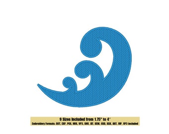 Wave Silhouette Embroidery Design