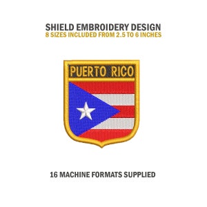 Puerto Rico Shield Embroidery Design Download