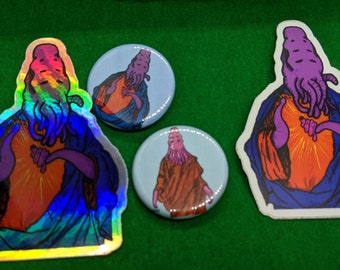 Tentacle Jesus - Church Pack (2 stickers + 2 Buttons)