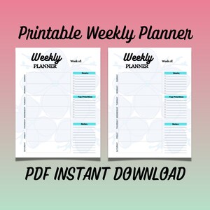 Weekly Planner Printable/To Do List/Weekly Organizer