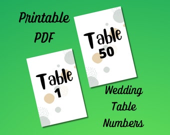 Wedding Table Numbers Printable, Table Numbers.