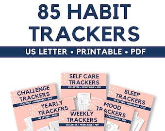 Habit Trackers • Mood Trackers • Finance Trackers • Weekly Monthly Yearly • Challenge Trackers • Self Care • Sleep • Business Trackers