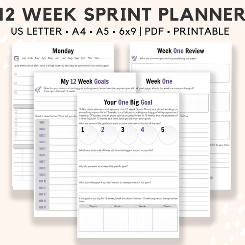 12 Week Sprint Planner 111 Printable Pages 12 Week Year Etsy 12 Week Sprint Planner 111 Printable Pages 12 Week Year Etsy