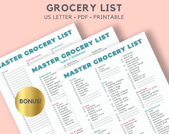 editable diabetic food grocery list shopping printable instant etsy singapore
