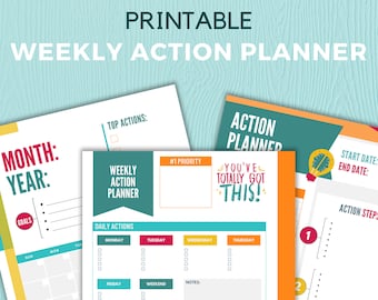 Weekly Action Planner | Goal Planner | Goal Setting