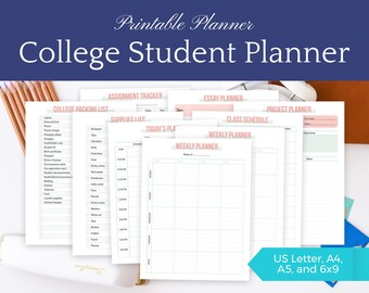 Printable College Planner • Student Planner • Academic Planner • University Planner • Back to School Planner • Assignment Planner