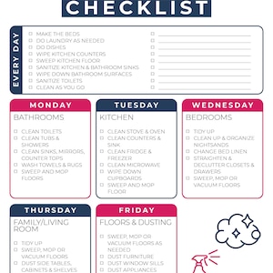 Weekly cleaning schedule, printable cleaning checklist, cleaning planner, house cleaning schedule, cleaning list, home cleaning image 2