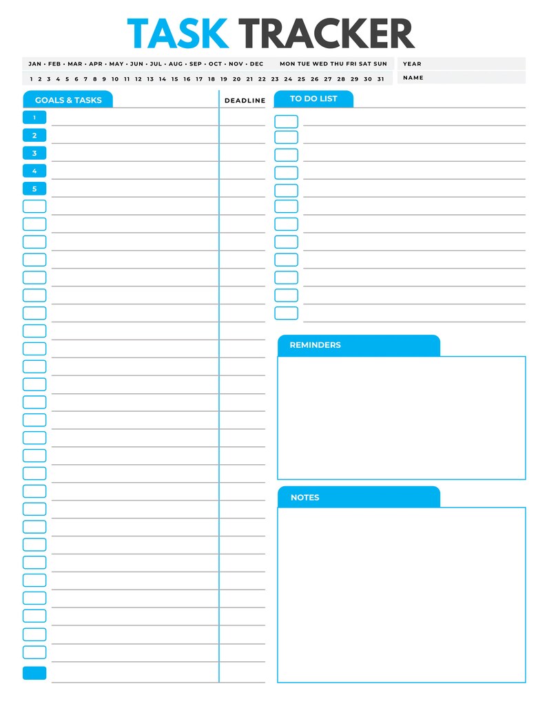 daily goal planner and task tracker printable etsy
