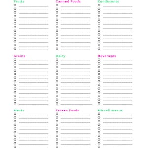 grocery list grocery list printable master grocery list etsy