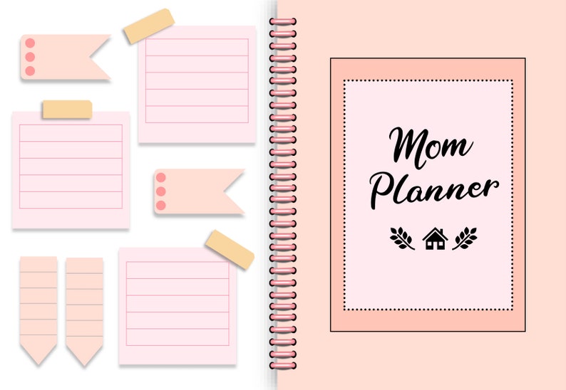 Undated Digital Mom Planner Digital Stickers Digital Home Management Binder Goodnotes Planner Notability Planner image 3