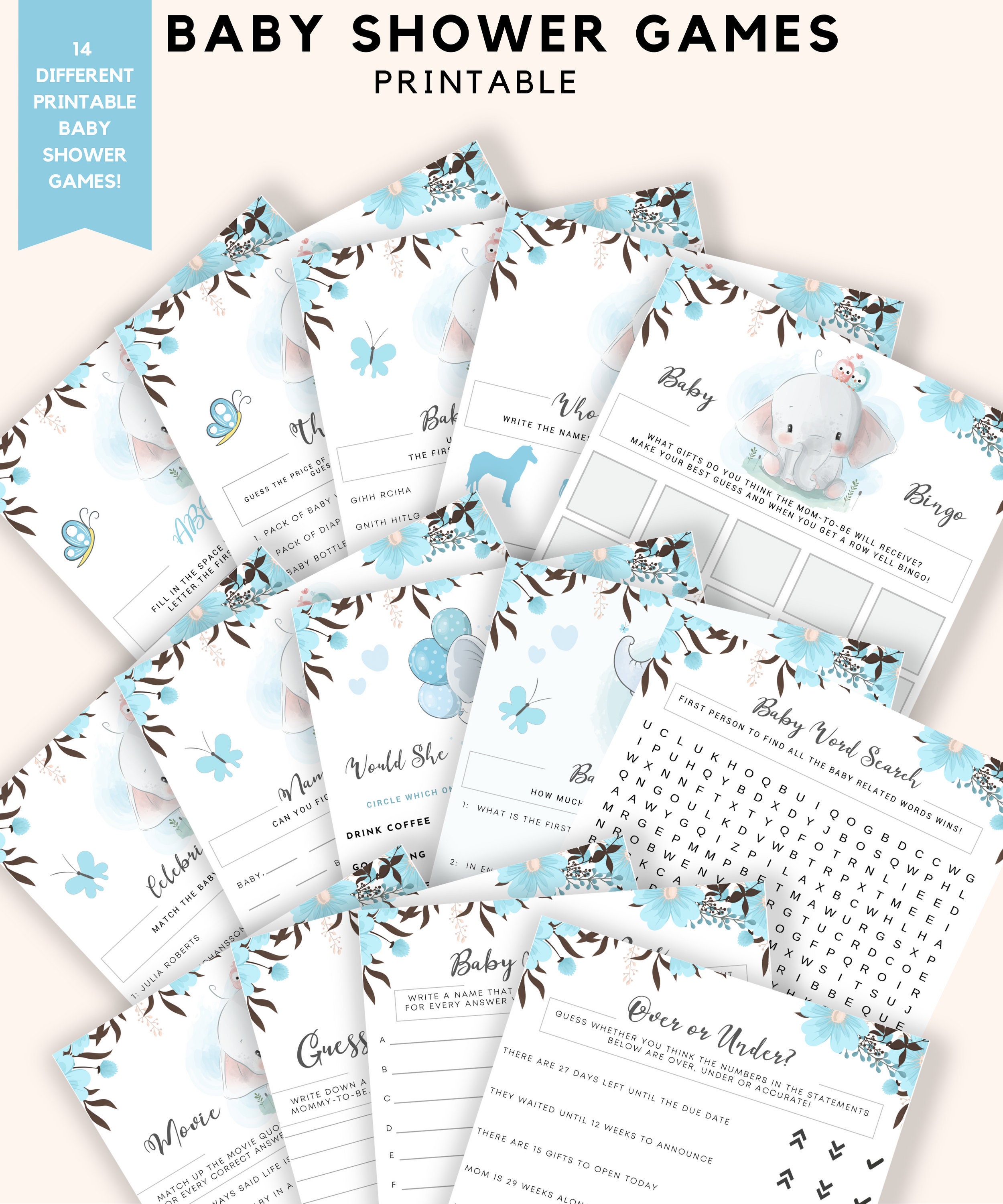 Baby Shower Games | Printable Bundle - Etsy