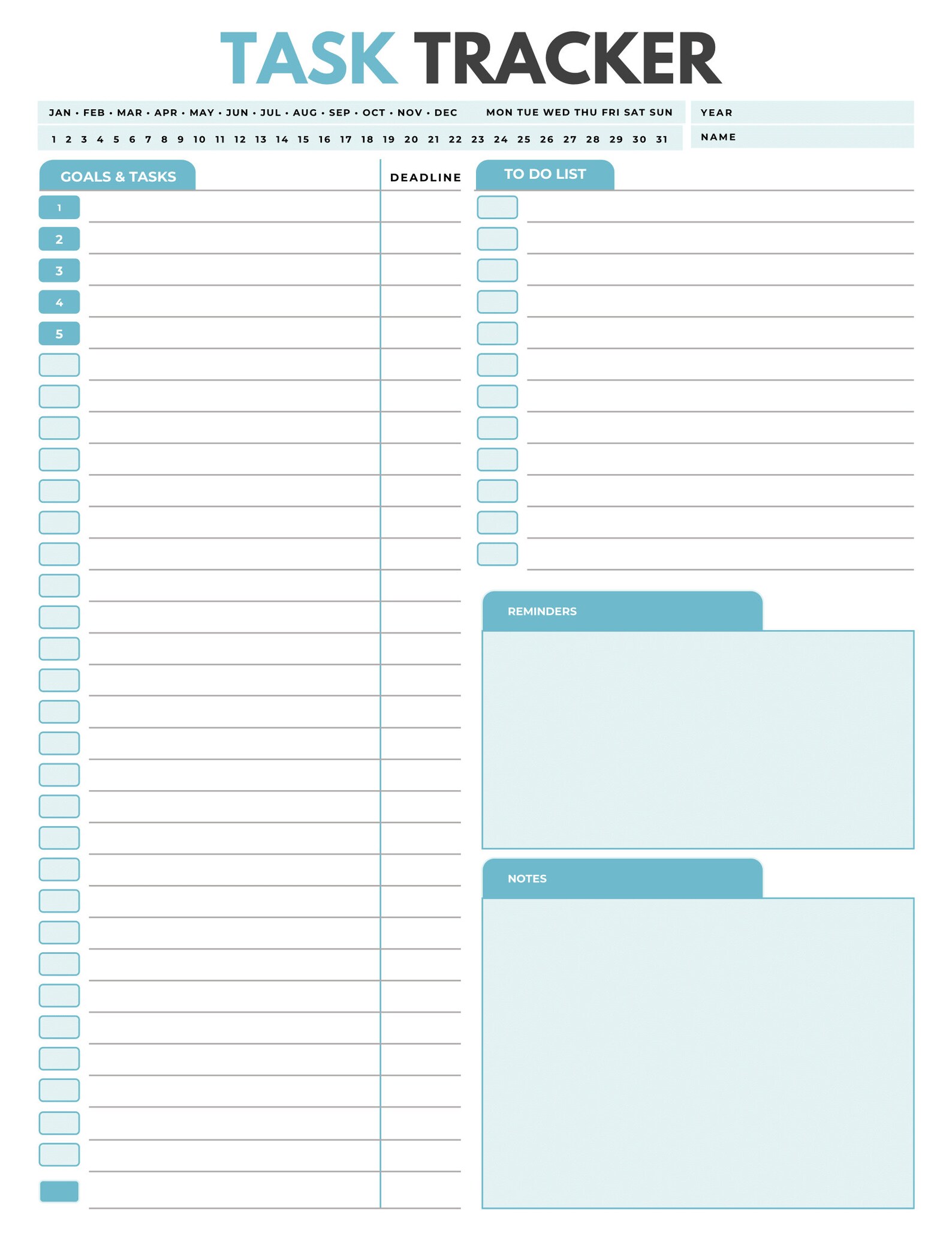 Pdf Planner Tasktracker Daily Goal Planner and Task Tracker Printable - Etsy