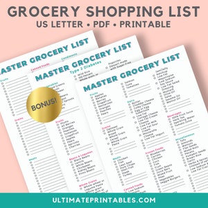grocery list grocery list printable master grocery list etsy