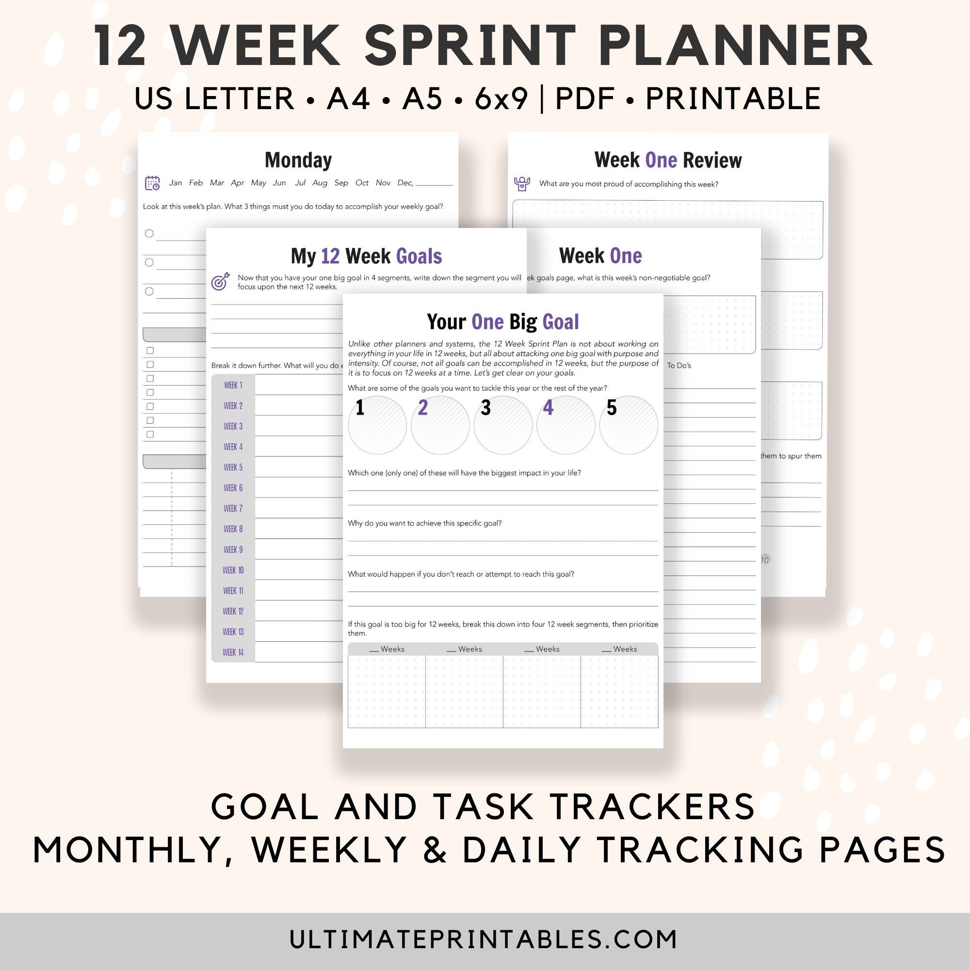 12 week sprint planner 111 printable pages 12 week year etsy de