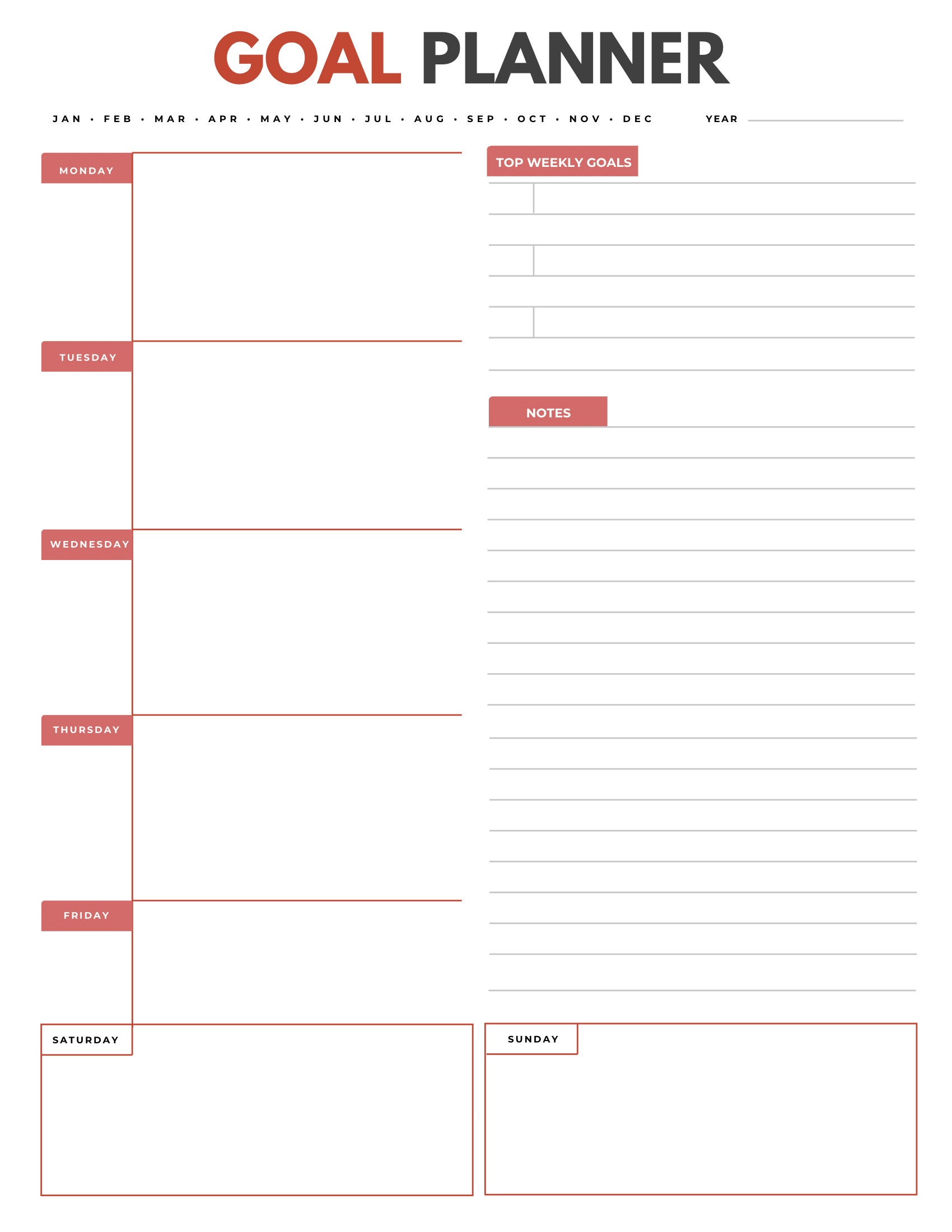 Daily Goal Planner and Task Tracker Printable - Etsy