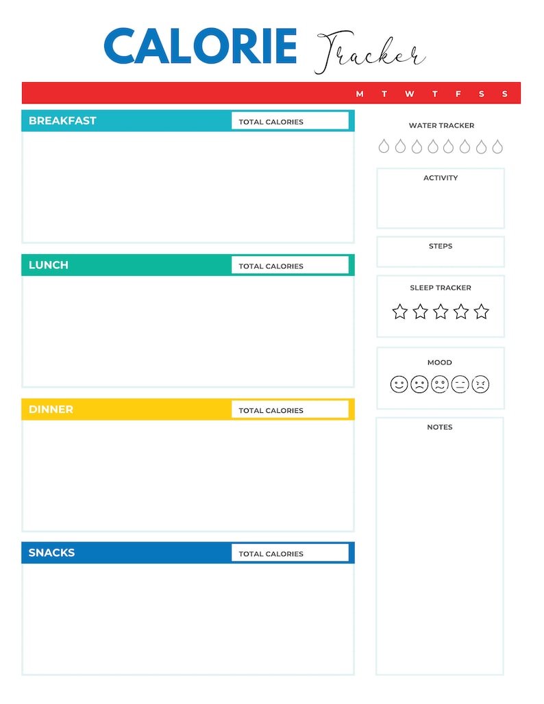 Fitness Planner, Weight Loss Tracker, Workout Log, Calorie Tracker Letter A4 PDF Printables image 6