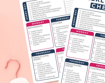 Weekly cleaning schedule, printable cleaning checklist, cleaning planner, house cleaning schedule, cleaning list, home cleaning