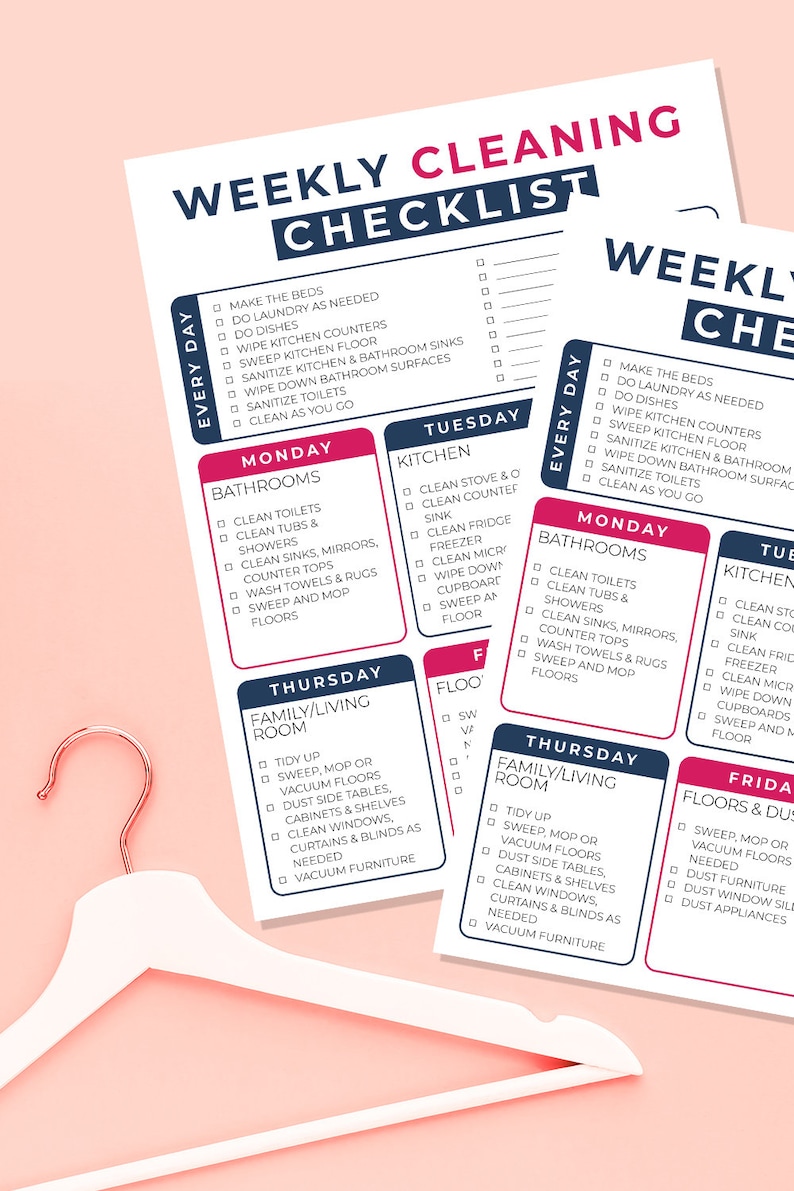 Weekly cleaning schedule, printable cleaning checklist, cleaning planner, house cleaning schedule, cleaning list, home cleaning image 1