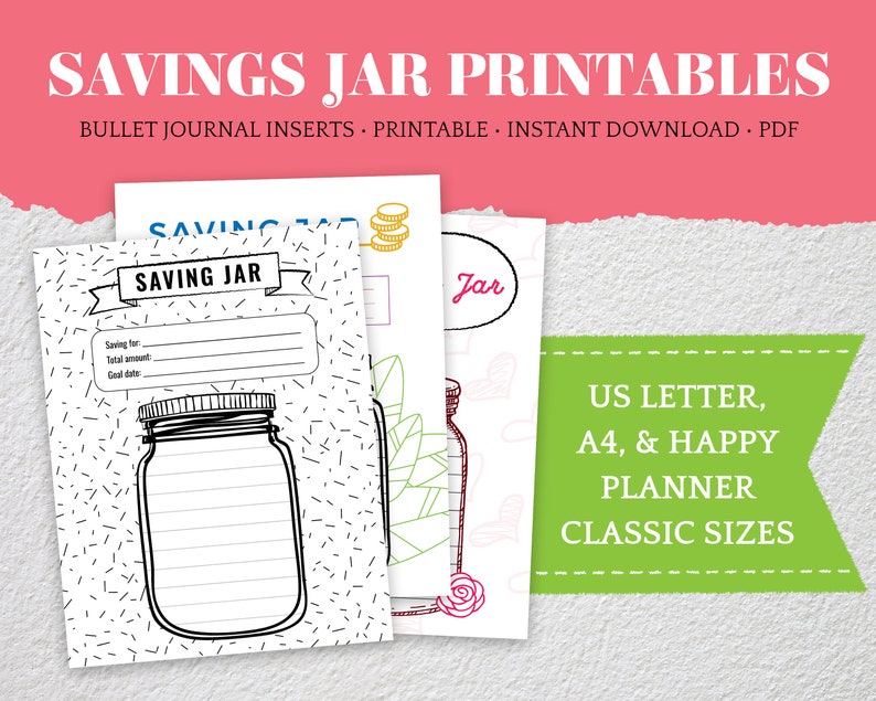 Savings Jar Printable, Savings Tracker, Savings Plan, Saving Goal, PDF ...