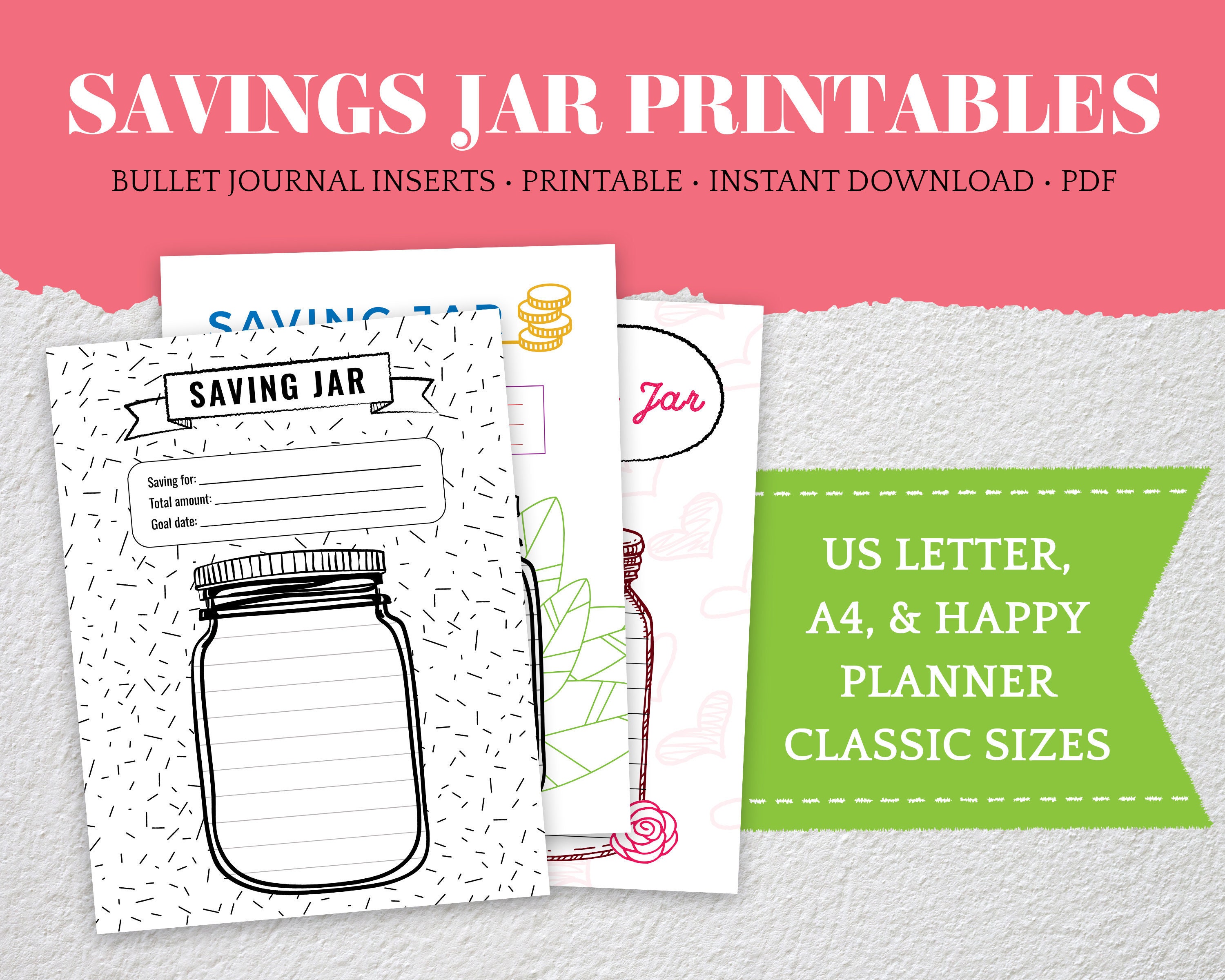 Savings Jar Printable, Savings Tracker, Savings Plan, Saving Goal, PDF ...