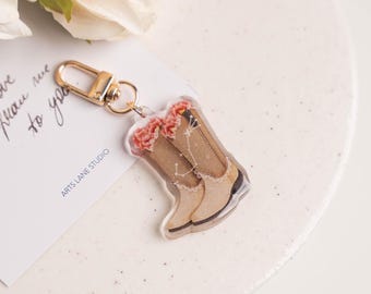 Zodiac Cowboy Boot Keychain, Astrology Bag Charm