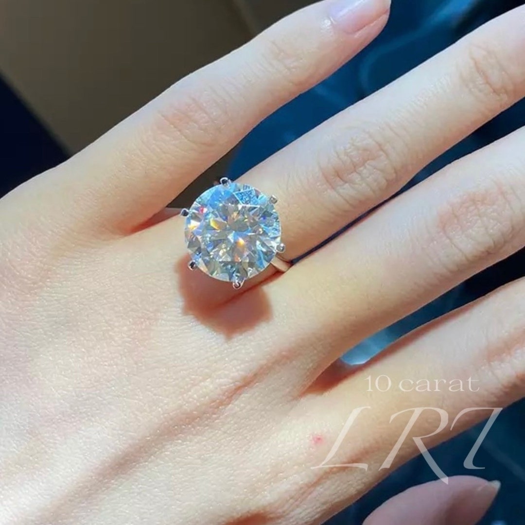 Big Rock Diamond Ring 5CT 10CT Classic Round Moissanite - Etsy