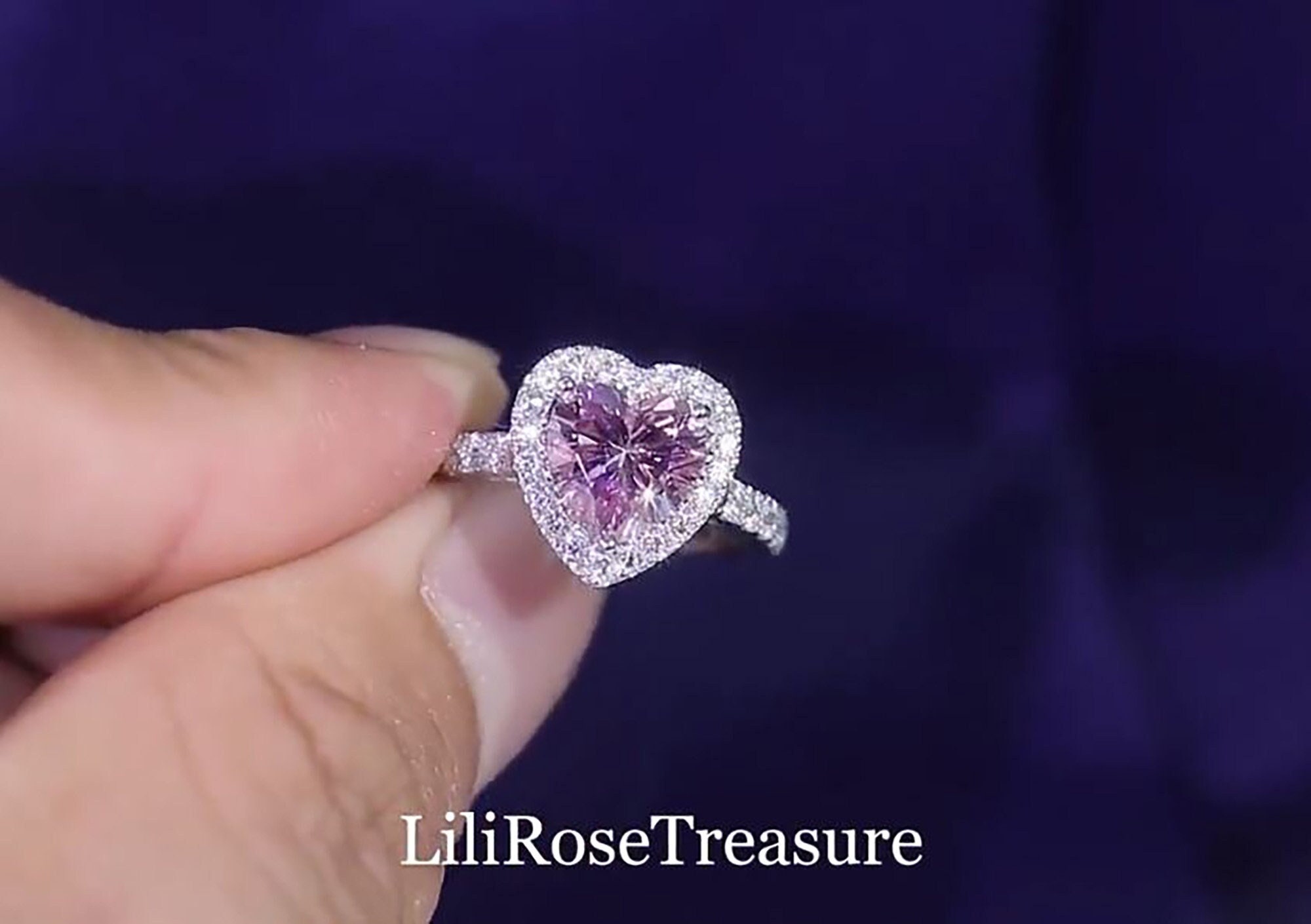 Pink Diamond Ring Heart Cut Etsy