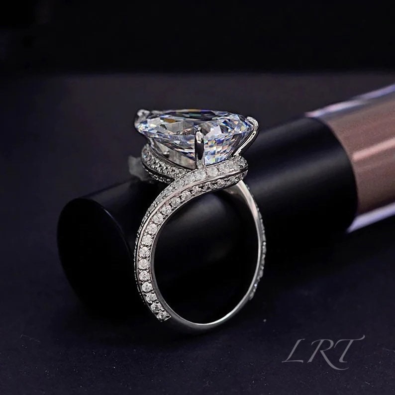 Pear Shaped Halo Diamond Ring Pear Cut Diamond Engagement image 2