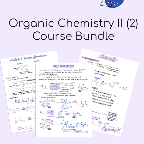 Organic Chemistry II (2) Course Bundle Orgo/Ochem II Notes/Note Set —  Chemistry, Pre-Med, Med School, Nursing School