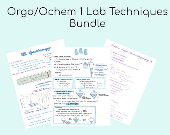 Lab Technique Bundle Organic Chemistry 1 lab Orgo/Ochem chemistry Study Notes/Note Set —  Chemistry, Pre-Med, Med School, Nursing School