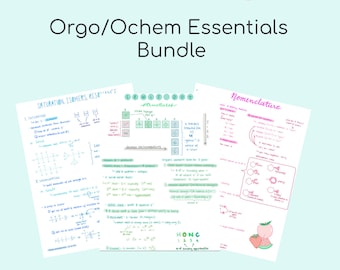 Organische Chemie/Orgo/Ochem Essentials Lernnotizen/Notizenset - Chemie, Pre-Med, Medizinschule, Krankenpflegeschule