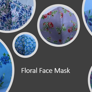 Face Mask Floral, Face Mask Holiday, Washable, Made in USA, Reusable, Breathable, Double Layer, 100% Cotton, Elastic earloop, Ready to Ship