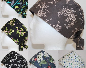 Scrub Cap - Surgical Cap, Scrub Hat for Doctor, Nurse, Surgical Hat With Button For Mask, Floral, Solid, Scrub Cap With Button, Chemo Cap