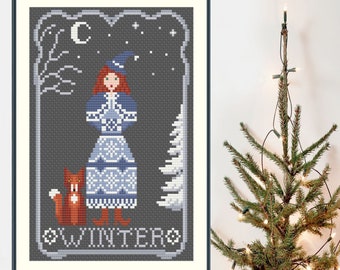 Seasonal Witch Winter Cross Stitch Pattern (PDF)