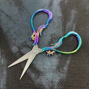 Rainbow iridescent shooting star embroidery scissors