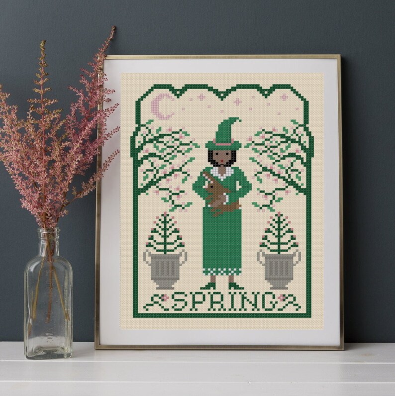 Seasonal Witch Spring Cross Stitch Pattern (PDF) - Etsy