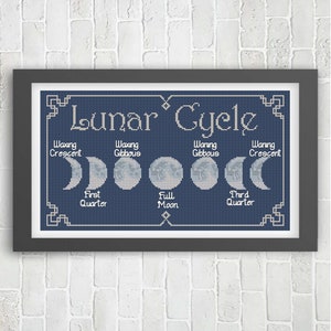 Lunar Cycle Cross Stitch Pattern PDF