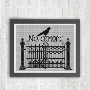 Nevermore Gothic Raven PDF Cross Stitch Pattern