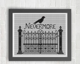 Nevermore Gothic Raven PDF Cross Stitch Pattern