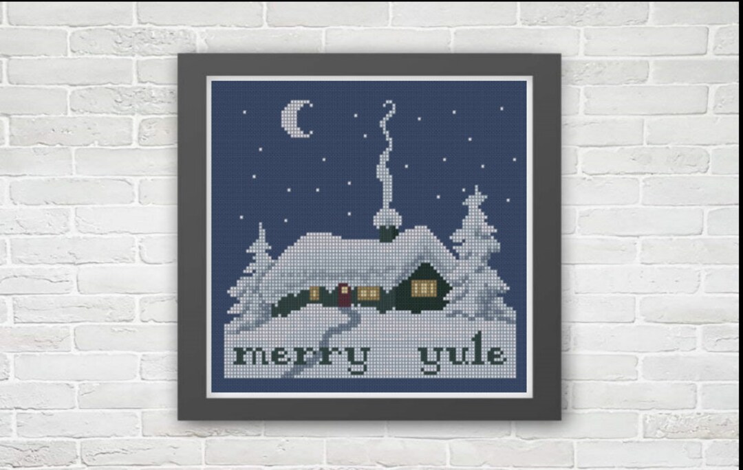 Merry Yule Snowy House Winter Christmas PDF Cross Stitch Pattern - Etsy