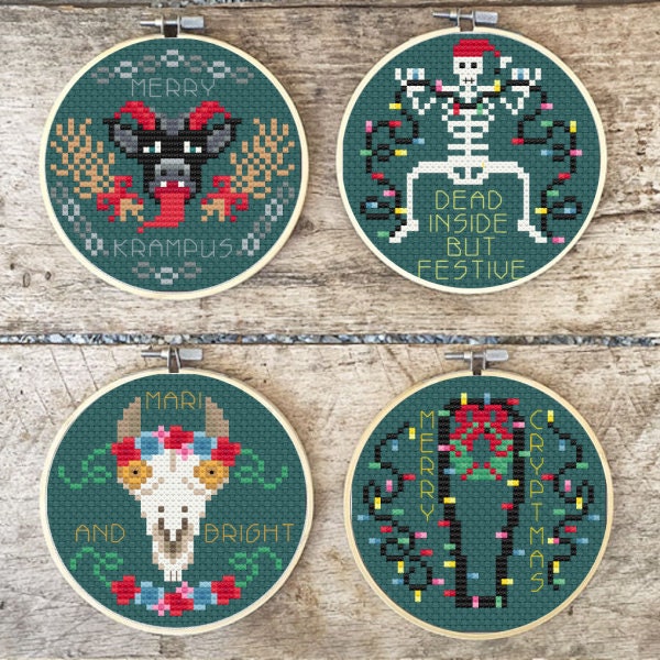 Merry Cryptmas Merry Creepmas PDF Cross Stitch Pattern Set